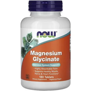 Magnesium Glycinate 180' - NOW (200mg Per 2 Tablets)
