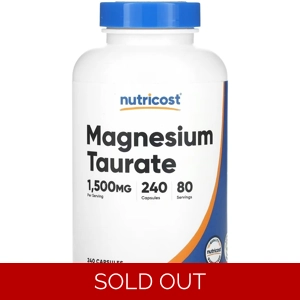 Magnesium Taurate 1500mg 240' - Nutricost ‎(‎‎1500mg Per 3 Capsules‎‎)‎