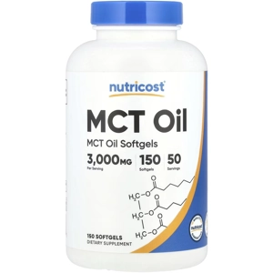 MCT Oil 3000mg 150' - Nutricost (3000mg per 3 Softgels)