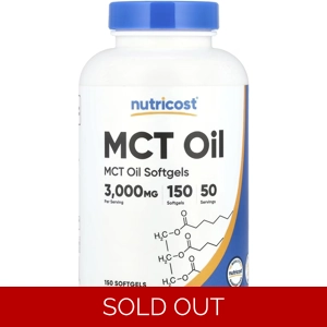 MCT Oil 3000mg 150' - Nutricost (3000mg per 3 Softgels)