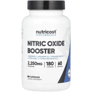 Nitric Oxide Booster 2250mg 180' - Nutricost (2250mg Per 3 Capsules) (L-Arginine + L-Citrulline)