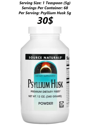Psyllium Husk Powder 5g 68' - Source Naturals