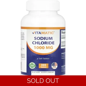 Sodium Chloride 1000mg 365 Pills - Vitamatic Bottle - Lebanon Supplements
