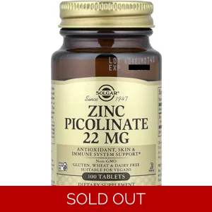 Zinc Picolinate 22mg 100 pills - Solgar Bottle - Lebanon Supplements