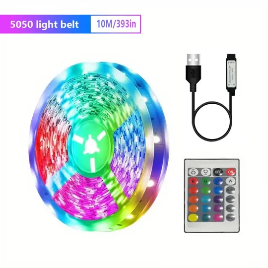 ~5/10 mtr Strip Light RGB 5050 24 keys Remote Control Multiple Mode Switching