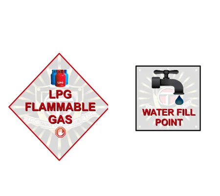 Talbot Owners Club Gas Locker and Water Fill Sticker Packs