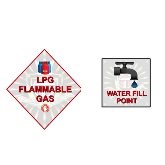 Talbot Owners Club Gas Locker and Water Fill Sticker Packs
