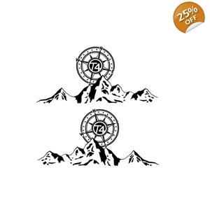 #2 x T4 Decal, Sticker over a Mountain, Large 20in x 9in