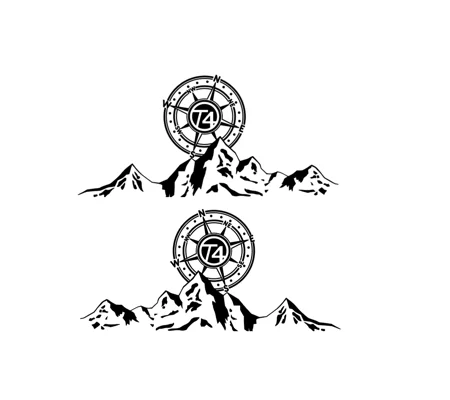 ~2 x T4 Decal, Sticker over a Mountain, Large 20in x 9in