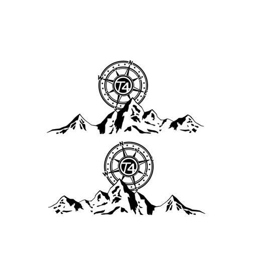~2 x T4 Decal, Sticker over a Mountain, Large 20in x 9in