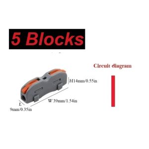 5x Wire Connector 2 Pin Splicing Terminal Blocks, Led Strip Lighting Electric Quick Connectors