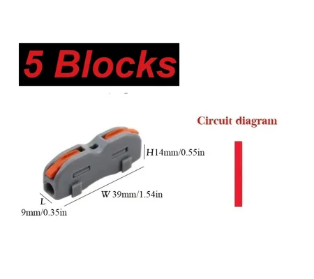 ~5x Wire Connector 1 Pin Splicing Terminal Blocks, Led Strip Lighting Electric Quick Connectors