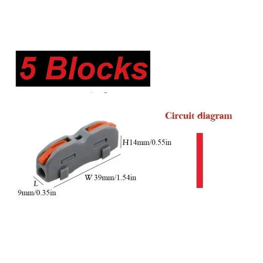 ~5x Wire Connector 1 Pin Splicing Terminal Blocks, Led Strip Lighting Electric Quick Connectors