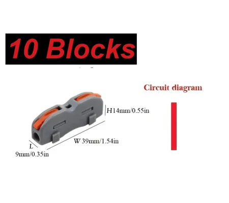~10x Wire Connector 1 Pin Splicing Terminal Blocks, Led Strip Lighting Electric Quick Connectors