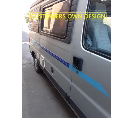 ~2x 4ft Length Design " E " Very Narrow 6cm Motorhome Camper Decal Stripe
