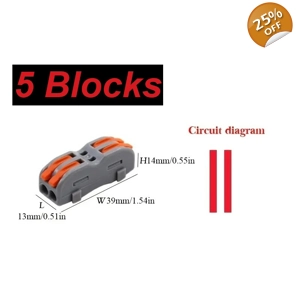 #5x Wire Connector 2 Pin Splicing Terminal Blocks, Led Strip Lighting Electric Quick Connectors