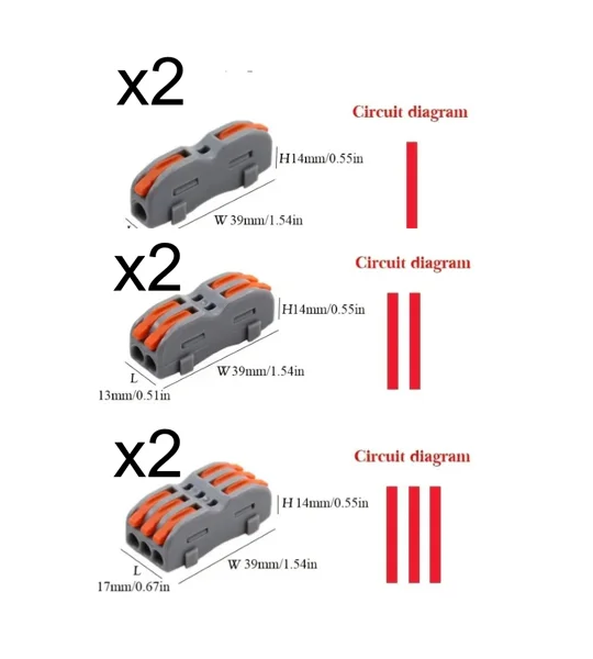 ~Set Of 6 Wire Connectors Pin Splicing Terminal Blocks, Led Strip Lighting Electric Quick Connectors