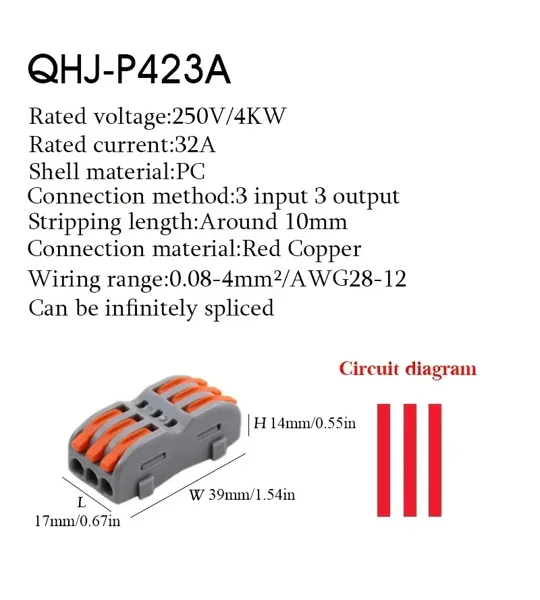 ~5x Wire Connector 3 Pin Splicing Terminal Blocks, Led Strip Lighting Electric Quick Connectors