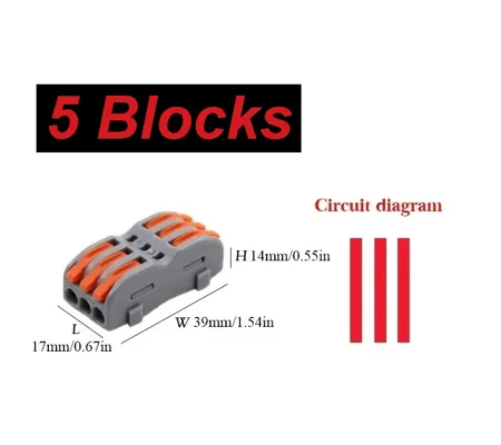 ~5x Wire Connector 3 Pin Splicing Terminal Blocks, Led Strip Lighting Electric Quick Connectors