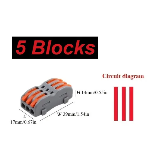 ~5x Wire Connector 3 Pin Splicing Terminal Blocks, Led Strip Lighting Electric Quick Connectors