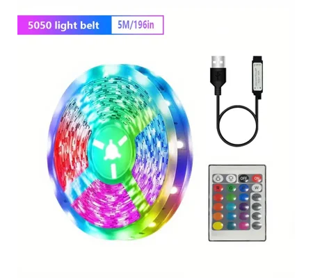 ~5/10 mtr Strip Light RGB 5050 24 keys Remote Control Multiple Mode Switching