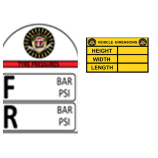 Van Dimension + Tyre Safety Stickers