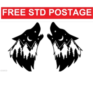 Pair Of Wolves with Mountain, Left & Right, 2 sizes