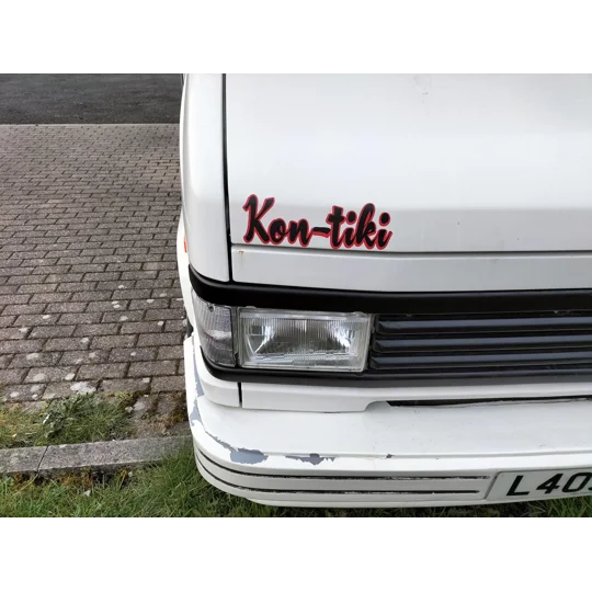 ~Large Black and Red Bonnet Kon-tiki Decal 24.5cm x 8cm (006)