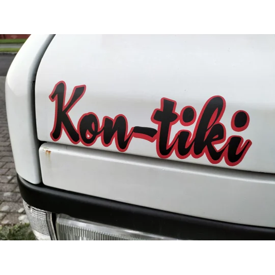 ~Large Black and Red Bonnet Kon-tiki Decal 24.5cm x 8cm (006)