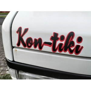 ##Large Black and Red Bonnet Kon-tiki Decal 24.5cm x 8cm (006)