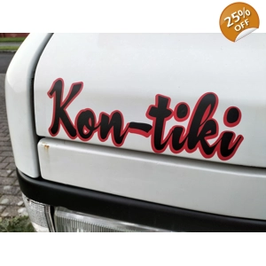##Large Black and Red Bonnet Kon-tiki Decal 24.5cm x 8cm (006)