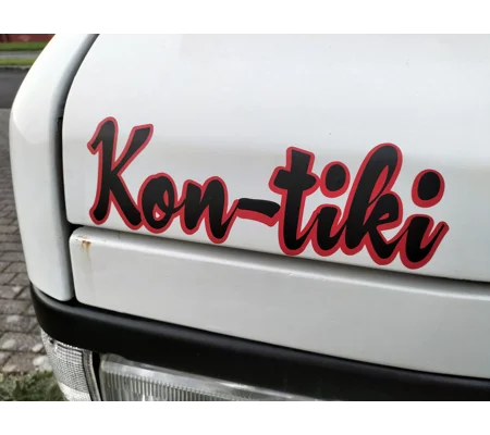 ~Large Black and Red Bonnet Kon-tiki Decal 24.5cm x 8cm (006)