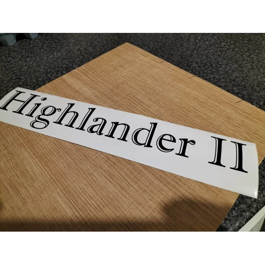 ~2 x Highlander 2 Decal In Imprint MT Shadow Font