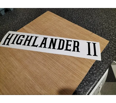 ~1 x Highlander 2 Decal In Cowboy Kicks Font