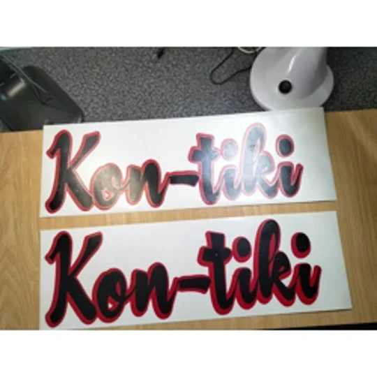 Kontiki 2 x Black & Red 51cm x 17cm Decal ( 002 )