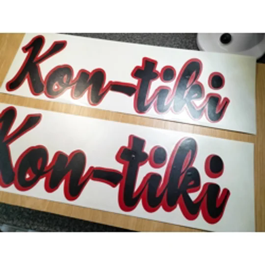 Kontiki 2 x Black & Red 51cm x 17cm Decal ( 002 )