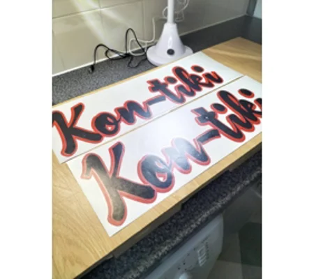 Kontiki 2 x Black & Red 51cm x 17cm Decal ( 002 )