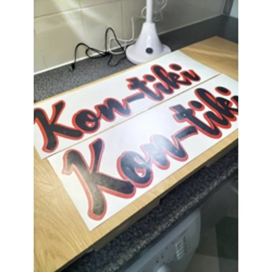 Kontiki 2 x Black & Red 51cm x 17cm Decal ( 002 )