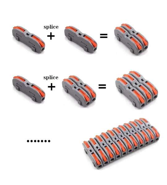 ~5x Wire Connector 1 Pin Splicing Terminal Blocks, Led Strip Lighting Electric Quick Connectors