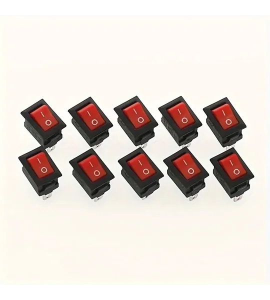 ~20 MINI 12V 10 BLACK & 10 RED Mini On/Off Rocker SPST 2 Pin Car Dash Boat 10 Red & 10 Black