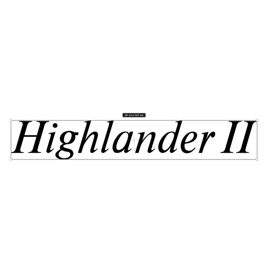 ~2 x Highlander 2 Decal In OptiTimes Roman Italic Font