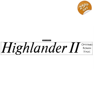 #2 x Highlander 2 Decal In OptiTimes Roman Italic Font