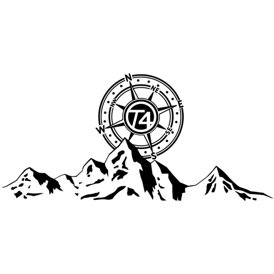 ~2 x T4 Decal, Sticker over a Mountain, Large 20in x 9in