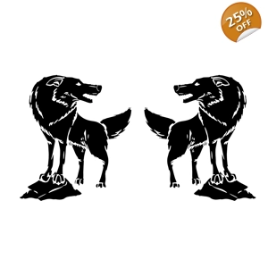 #Pair Of Wolves On Rock , Left & Right, 2 sizes
