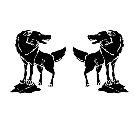 #Pair Of Wolves On Rock , Left & Right, 2 sizes