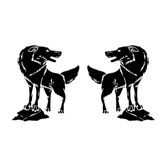 #Pair Of Wolves On Rock , Left & Right, 2 sizes