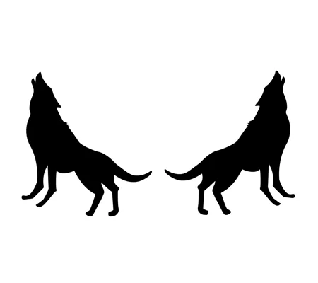 Pair Of Howling Wolves, Left & Right, 2 sizes