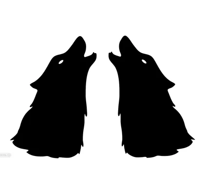 Pair Of Wolves Heads Howling, Left & Right, 2 sizes