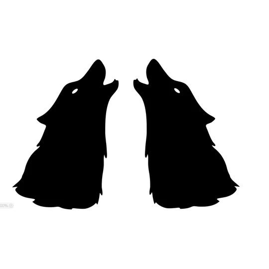 Pair Of Wolves Heads Howling, Left & Right, 2 sizes