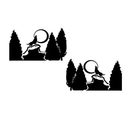Pair Of Wolves in Habitat, Left & Right, 2 sizes